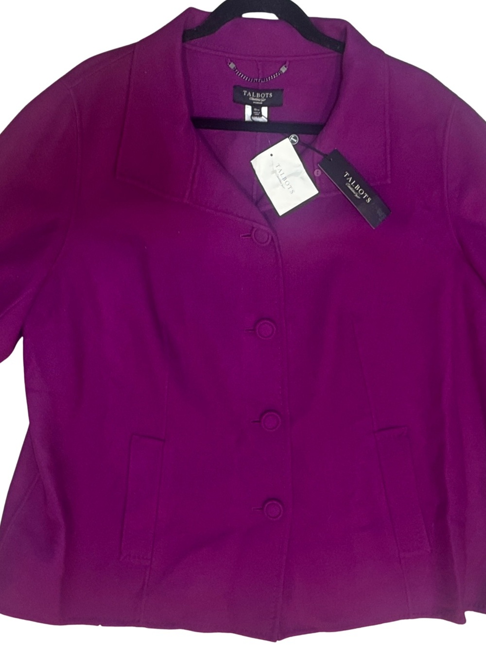 Talbots Women's Magenta Button-Front 100% Wool Jacket Blazer